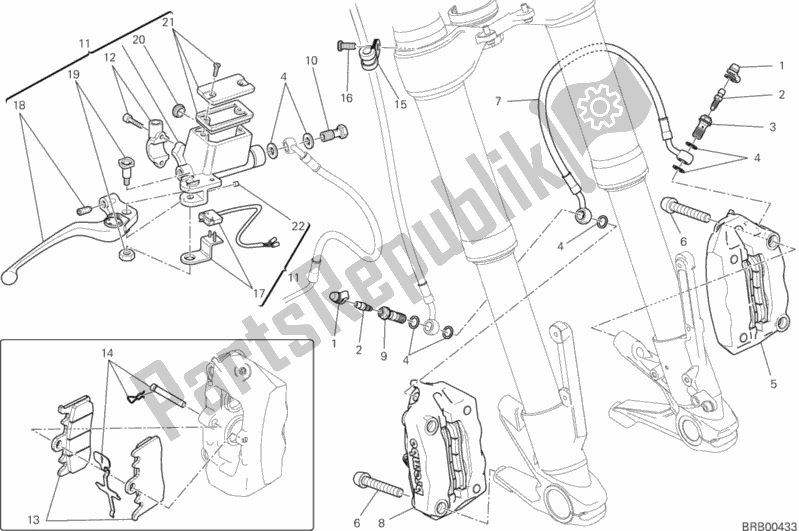 All parts for the Front Brake System of the Ducati Hypermotard Hyperstrada USA 821 2013